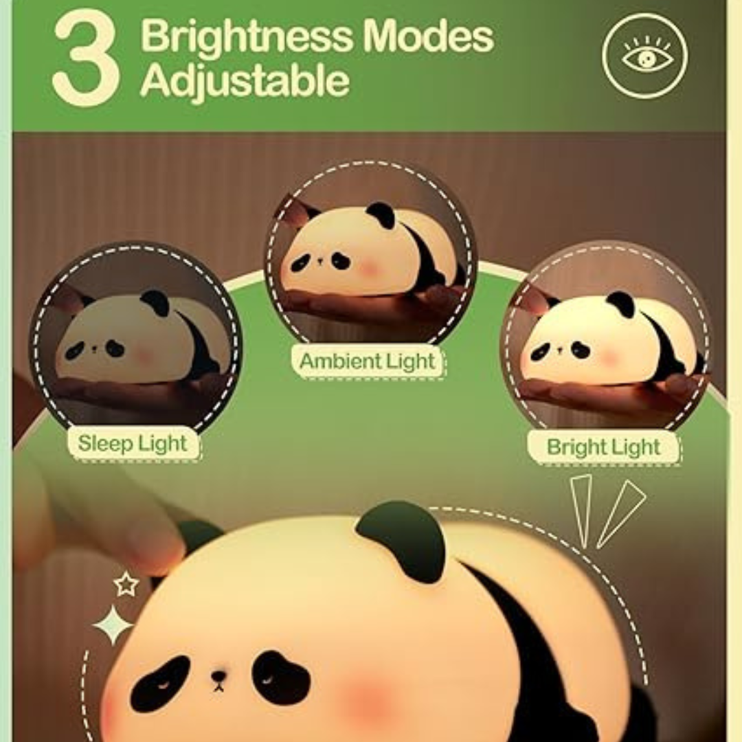 Luz de noche de silicona con forma de panda, conejo, pato y puerto de carga USB.